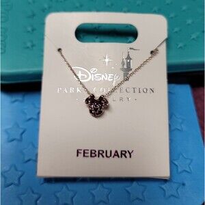 Disney Parks exclusive Minnie Mouse Amethyst Februar Birthstone charm necklace.